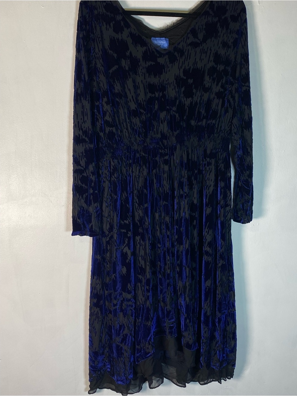 Simply Vera Wang Blue Velvet Burnout Dress Whimsigoth Dark Feminine Fairycore XL
